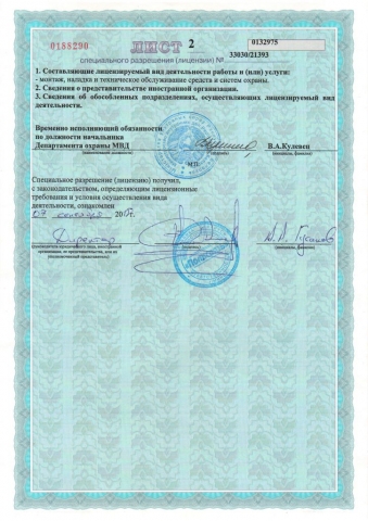 Лицензия охранной деятельности лист 3